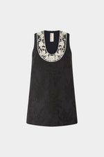 Jacquard Mini Dress with Floral Embroidery