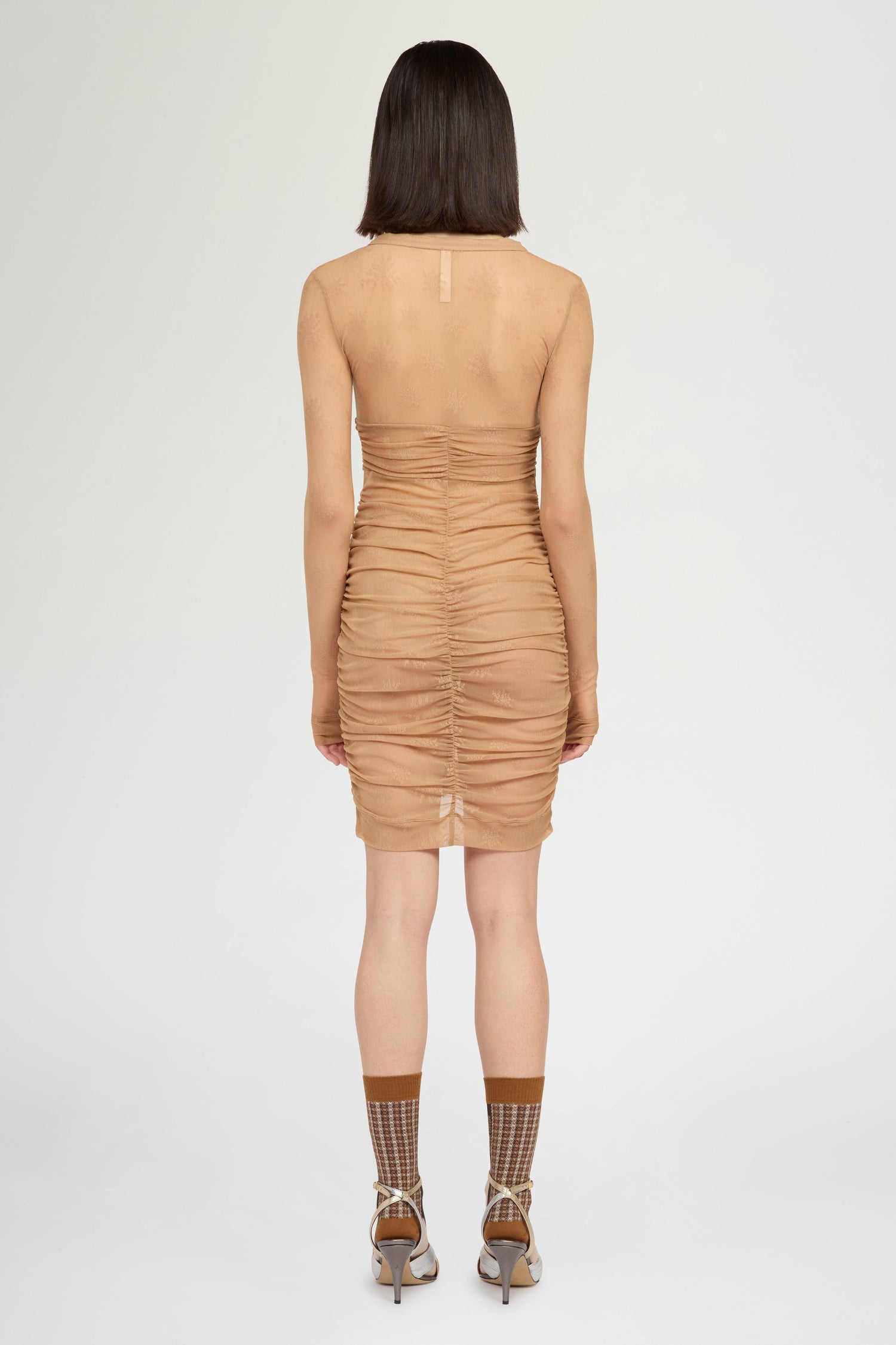 Beige Stretch Lace Dress