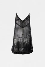 Black Lurex Lace Slip Dress