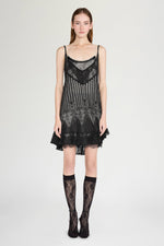 Black Lurex Lace Slip Dress