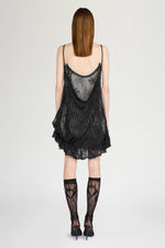 Black Lurex Lace Slip Dress