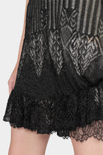 Black Lurex Lace Slip Dress