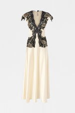 Ecru Lace-Trim Long Dress