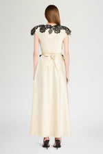 Ecru Lace-Trim Long Dress