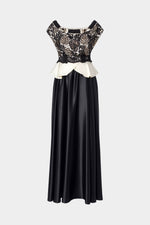 Lace Bodice Silk Dress