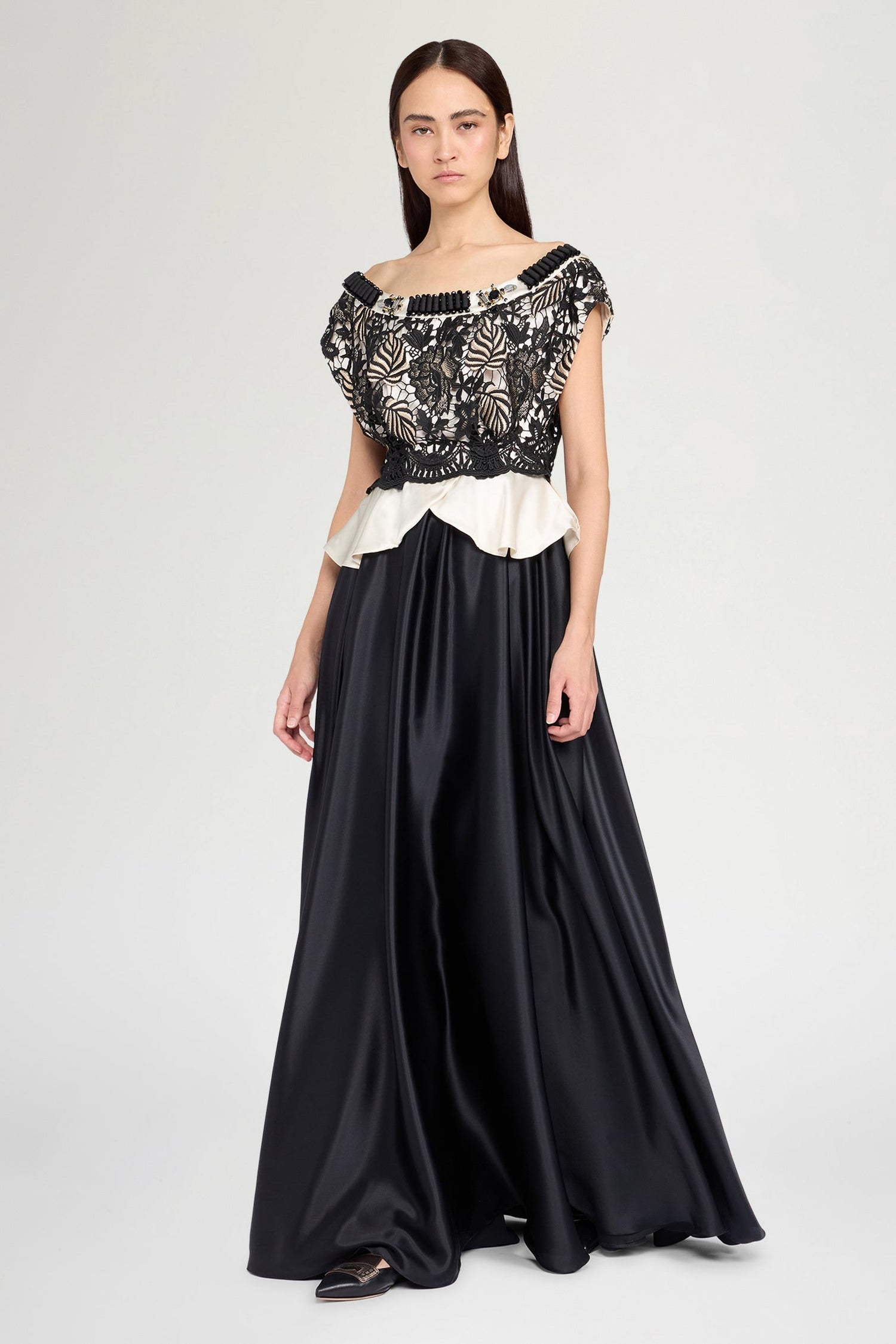 Lace Bodice Silk Dress