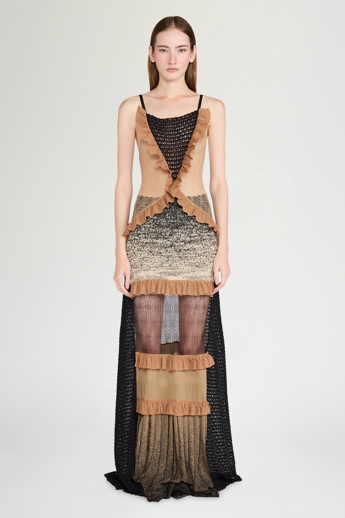 Patchwork Knit Slip Dress