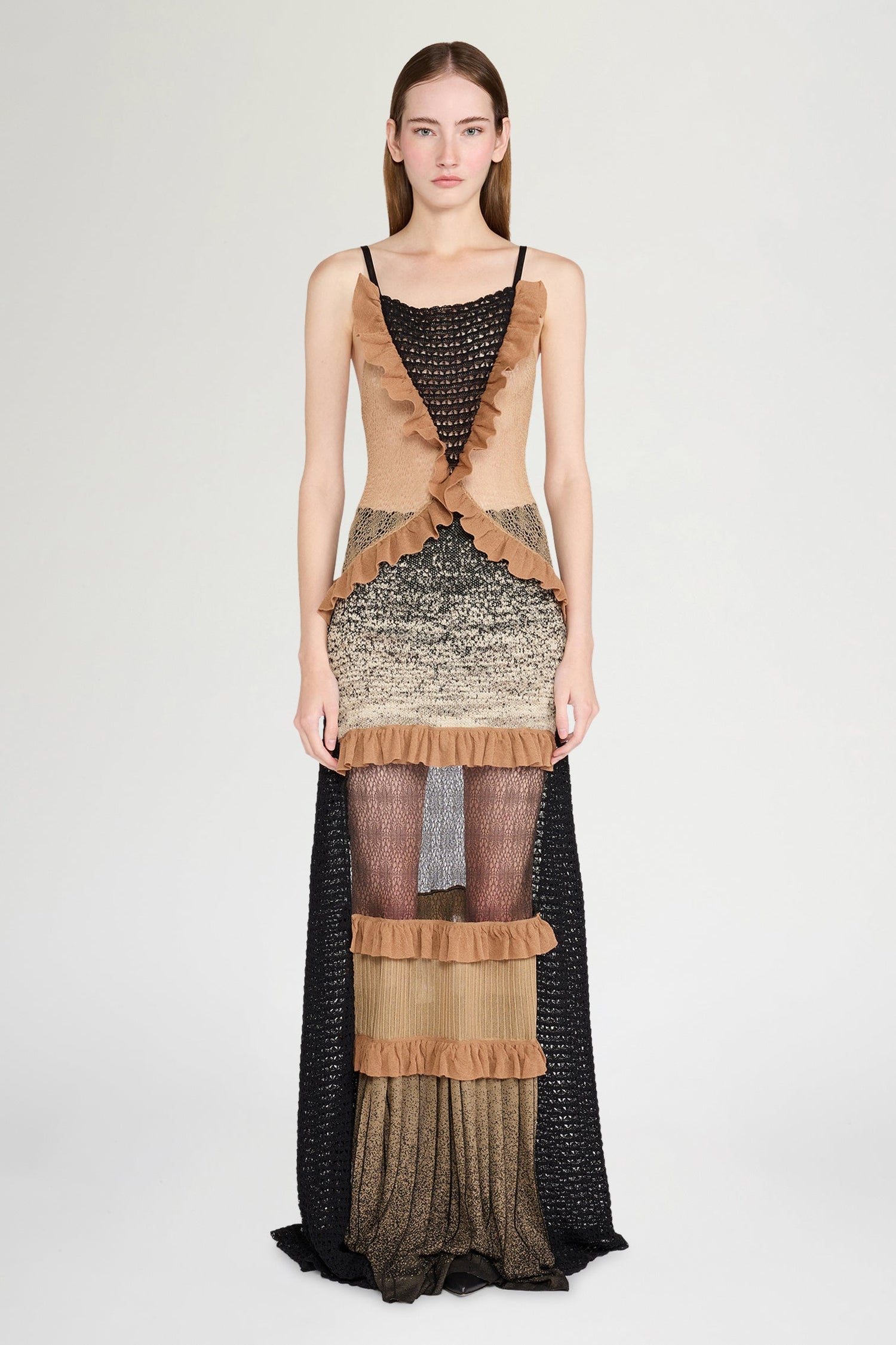 Patchwork Knit Slip Dress
