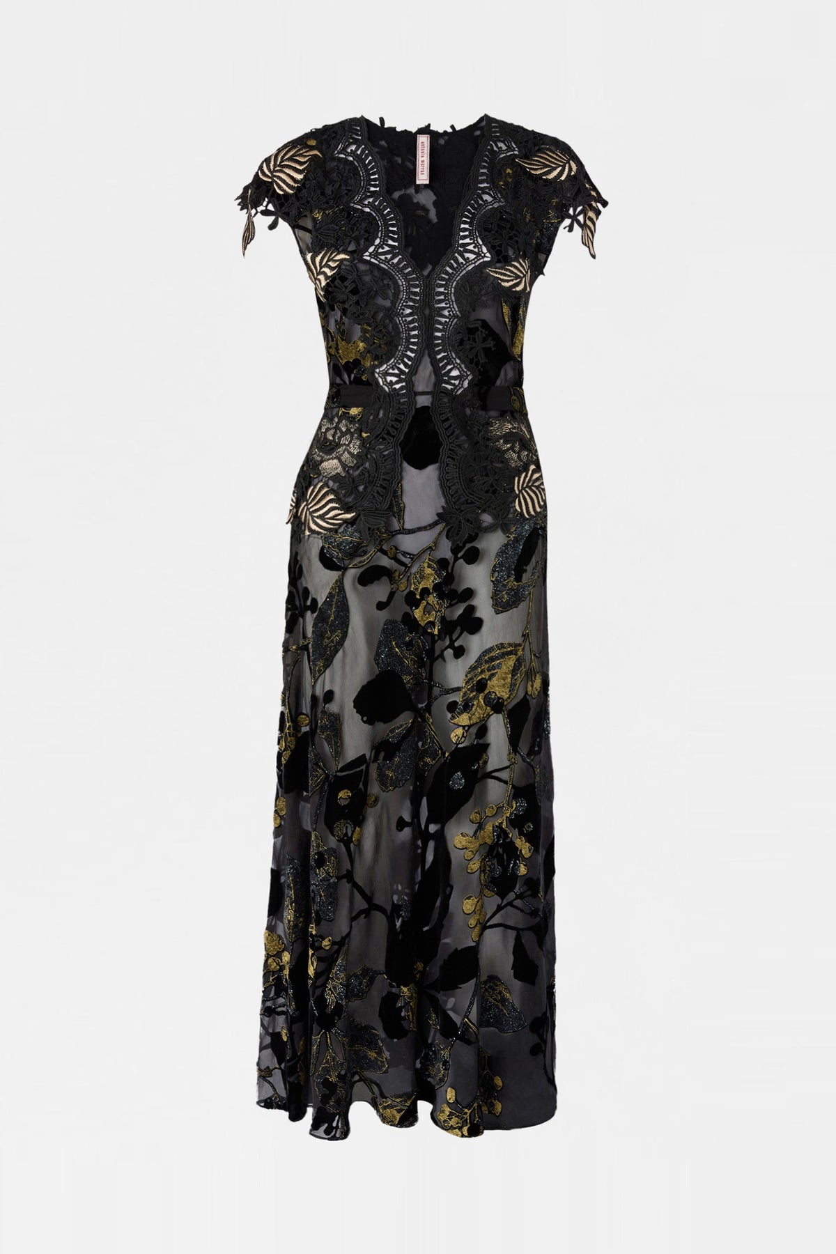 Black Gold Devoré Leaf Dress