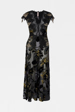 Black Gold Devoré Leaf Dress