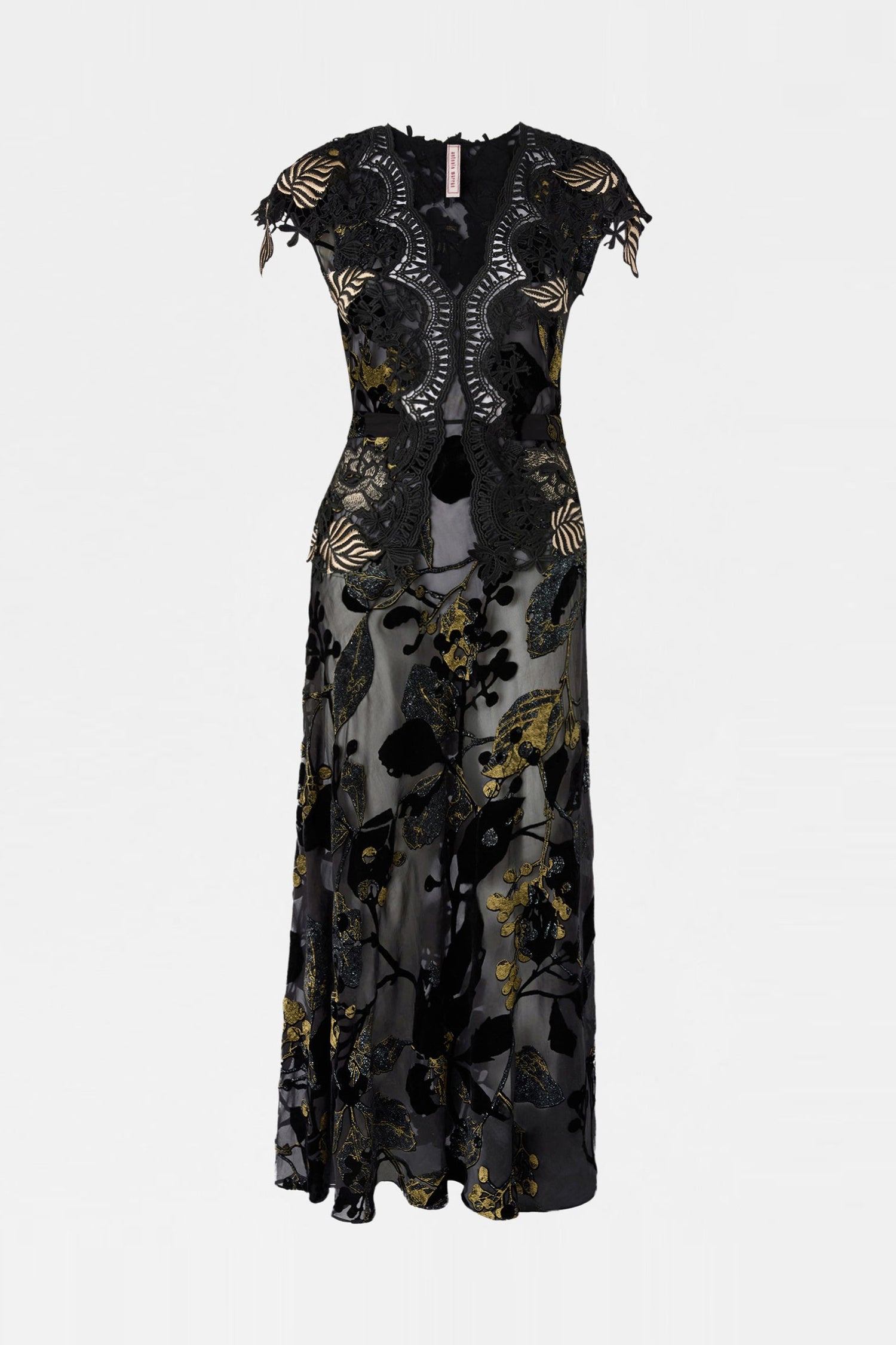 Black Gold Devoré Leaf Dress