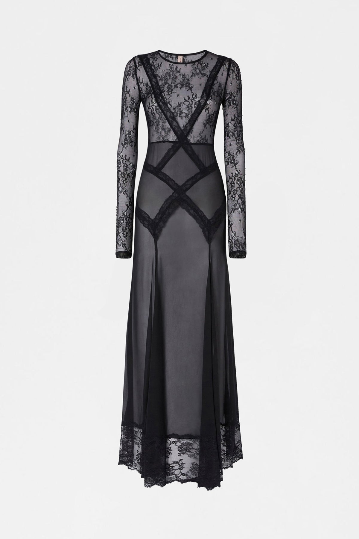 Long Sleeve Lace Sheer Dress