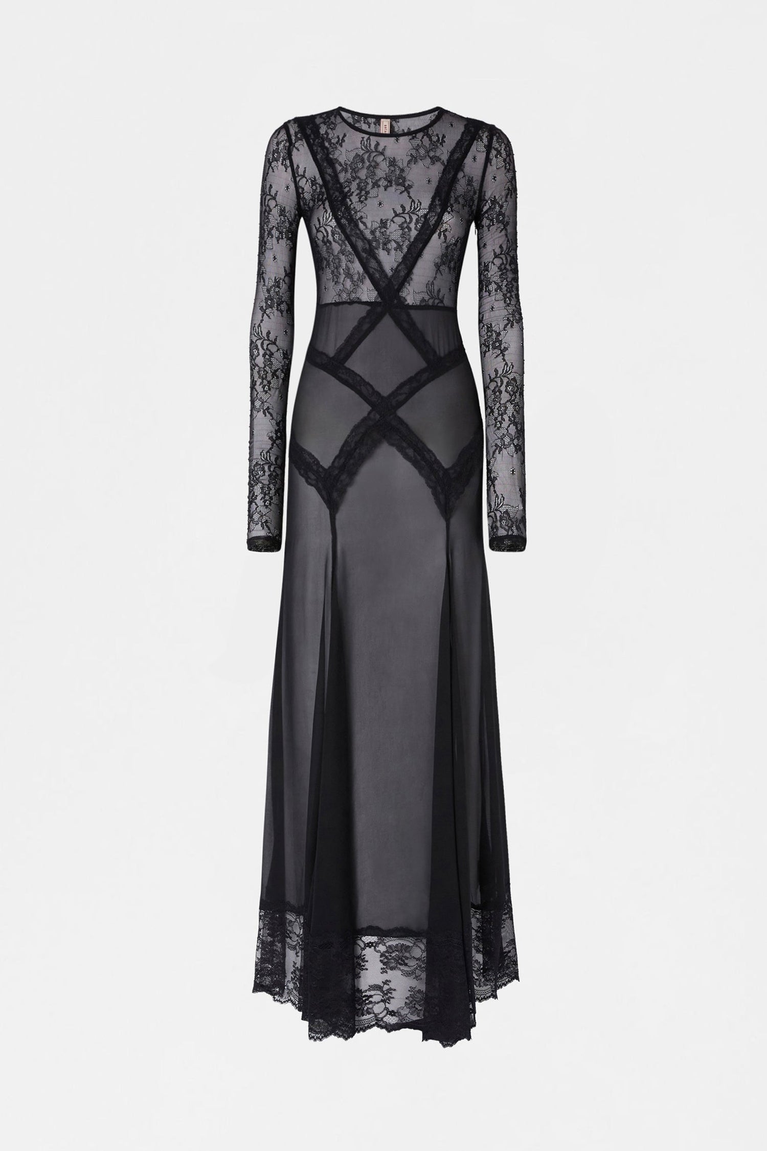 Long Sleeve Lace Sheer Dress