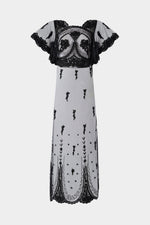 Black Embroidered Tulle Dress