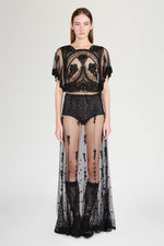 Black Embroidered Tulle Dress