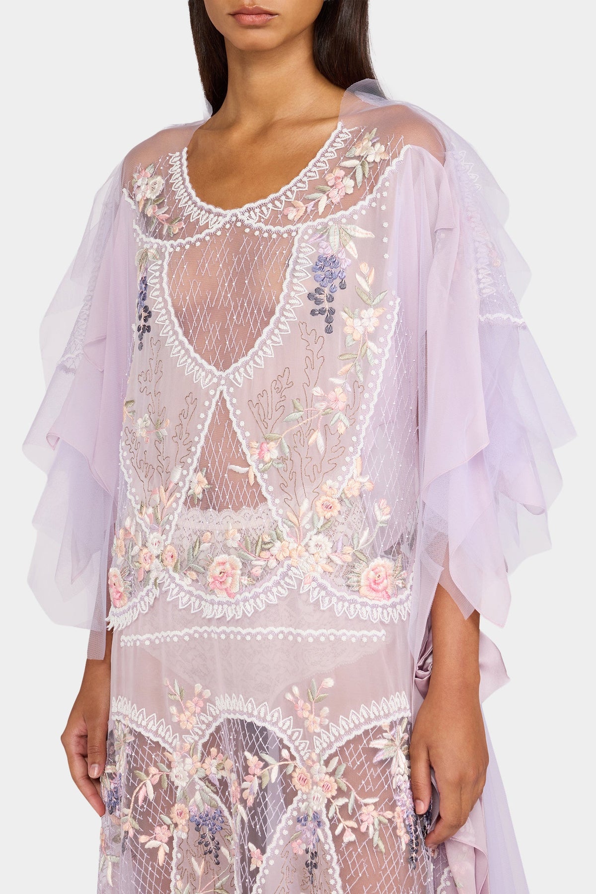 Lilac Floral Embroidered Dress