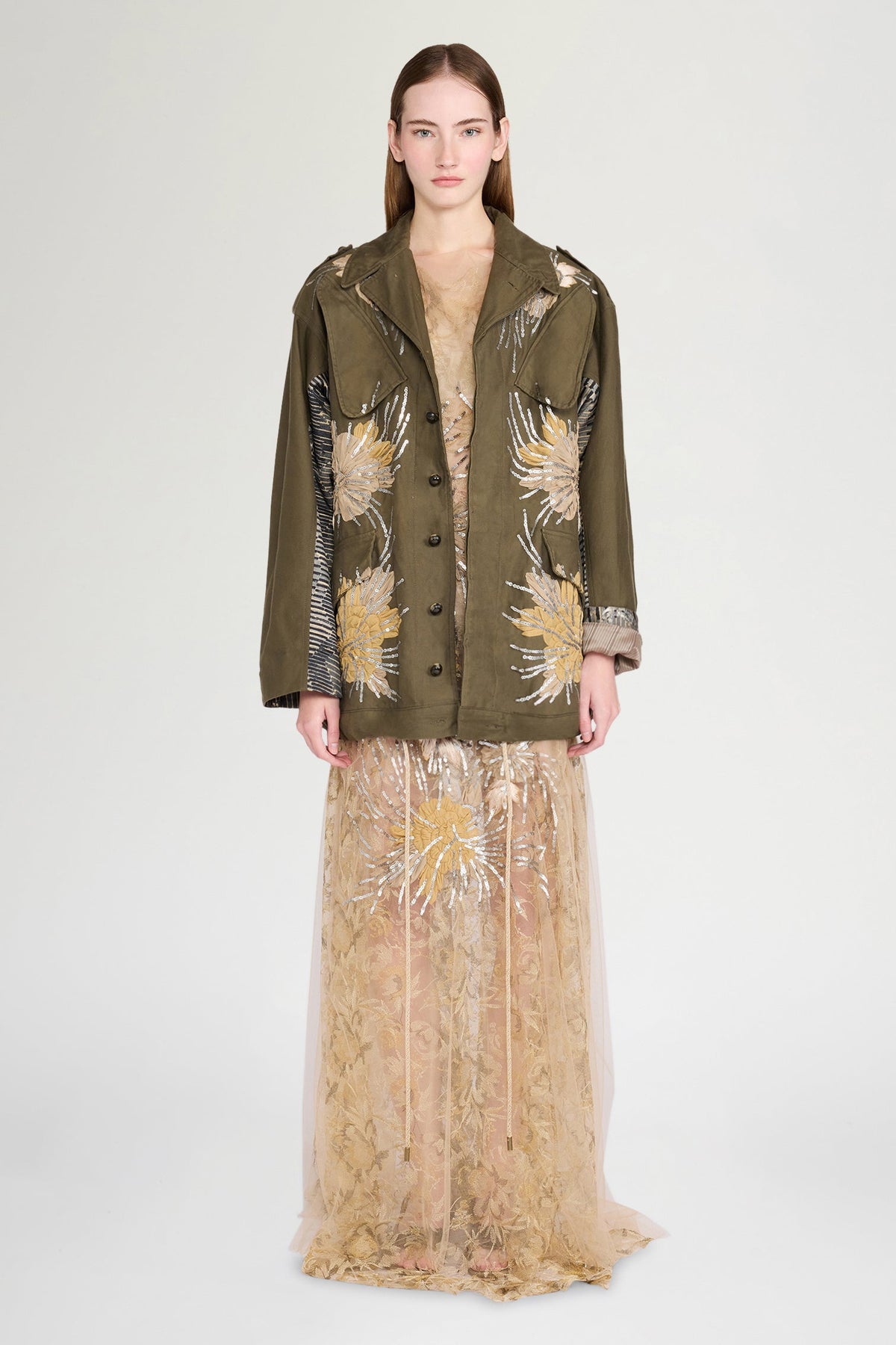 Gold Floral Lace Dress