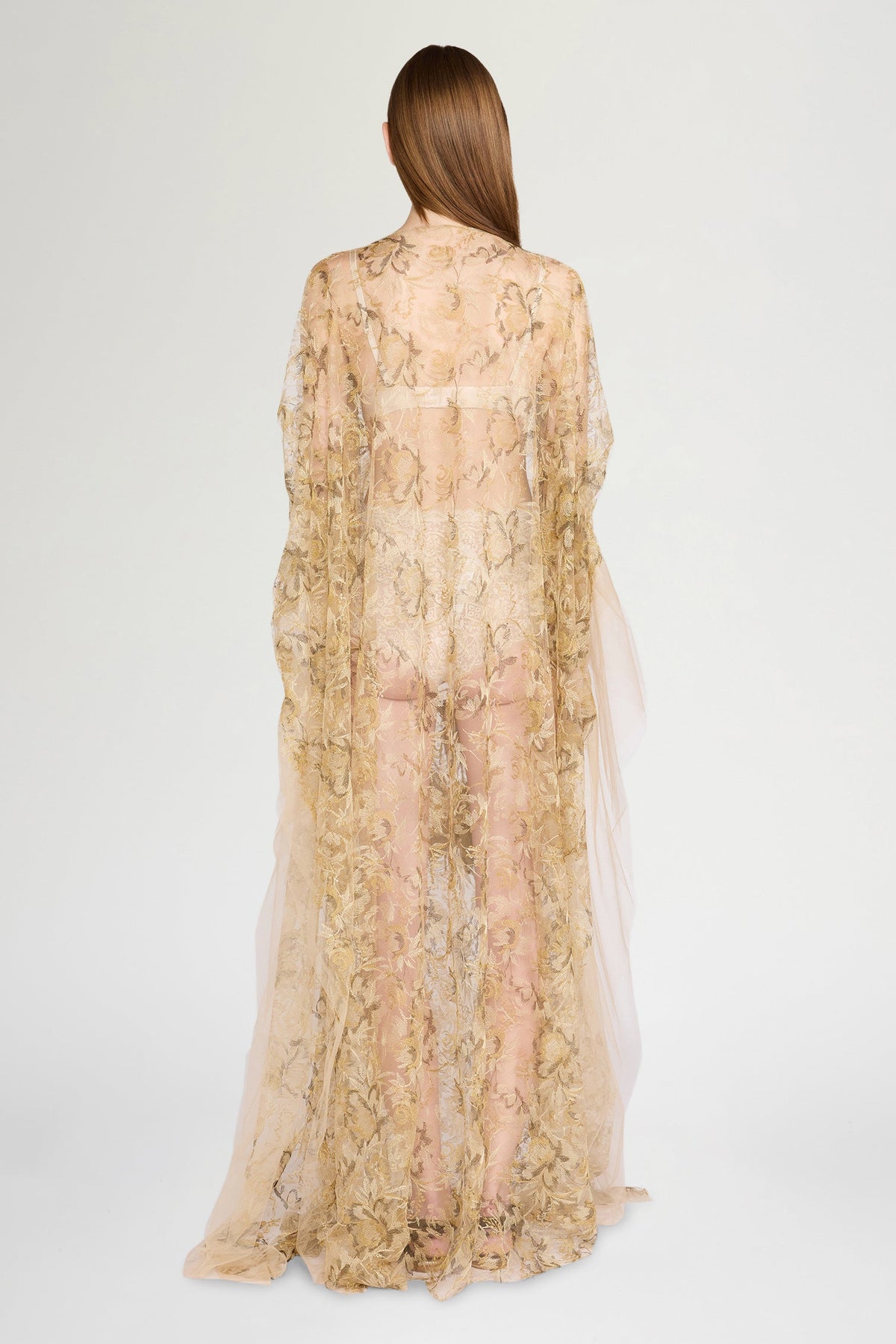 Gold Floral Lace Dress
