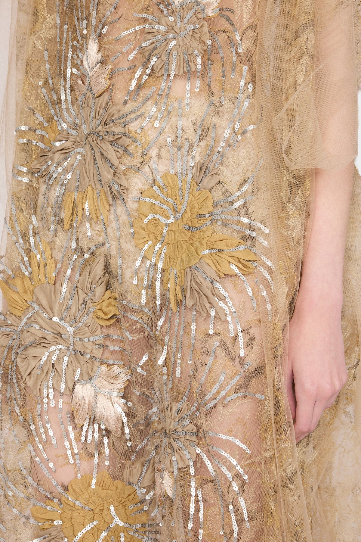 Gold Floral Lace Dress