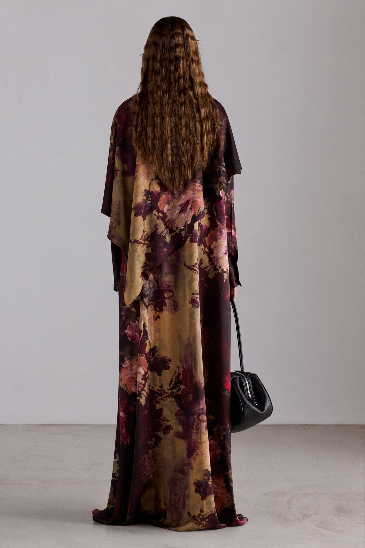 Painterly Rose Silk Chemisier Dress