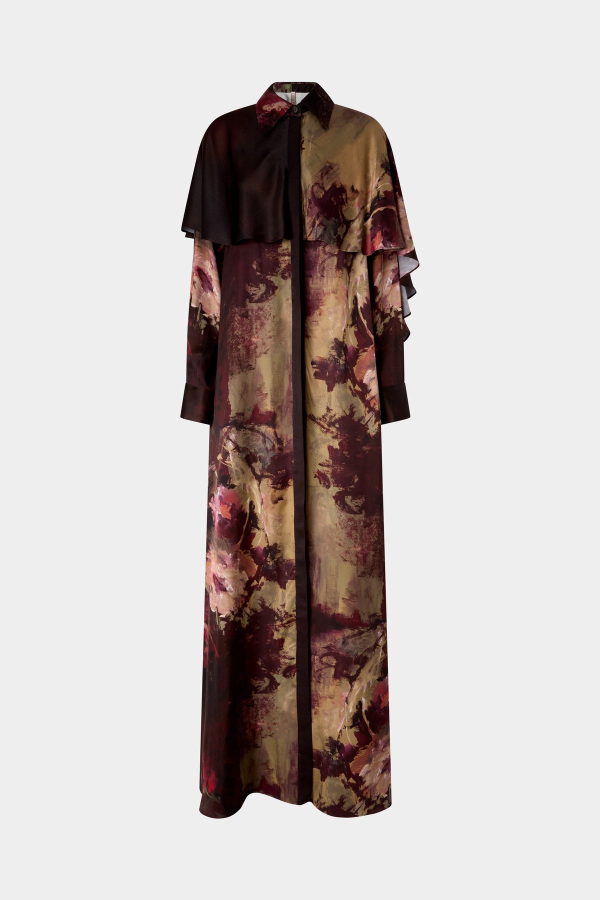 Painterly Rose Silk Chemisier Dress