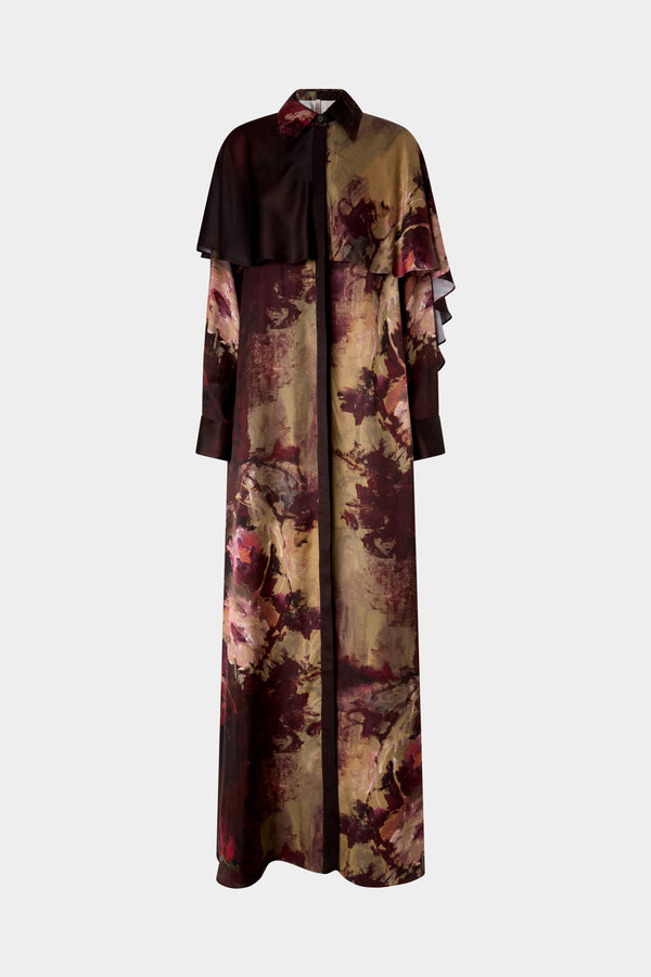 Painterly Rose Silk Chemisier Dress