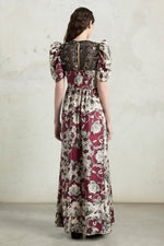 Silk Dress With Foulard Print And Embroidered Insert