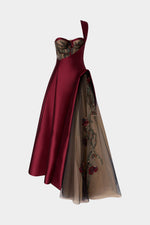 Bordeaux Floral Couture Gown