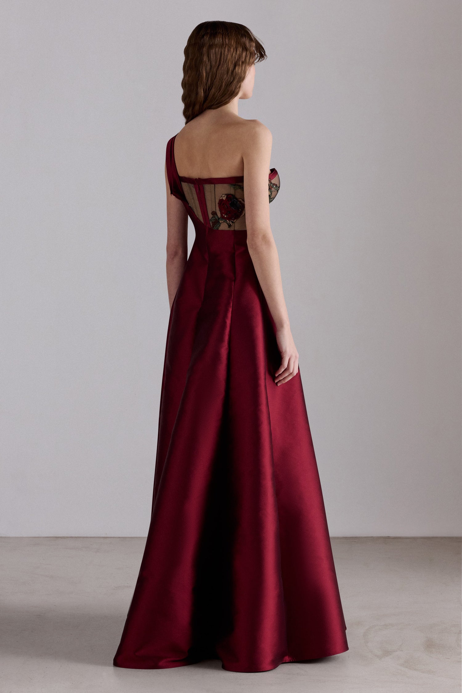 Bordeaux Floral Couture Gown