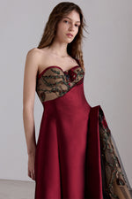 Bordeaux Floral Couture Gown