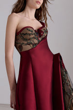 Bordeaux Floral Couture Gown