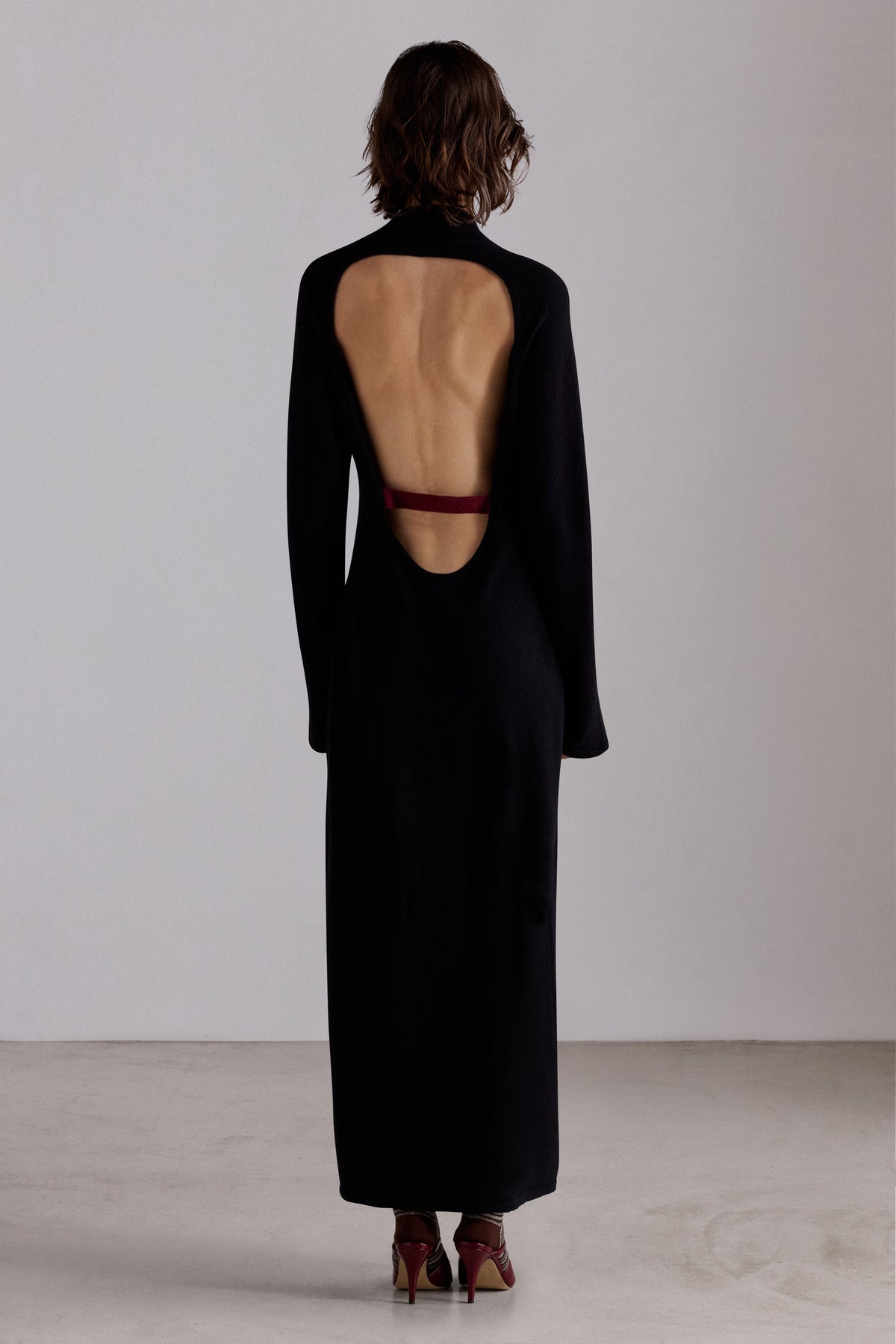 Open-Back Turtleneck Dress