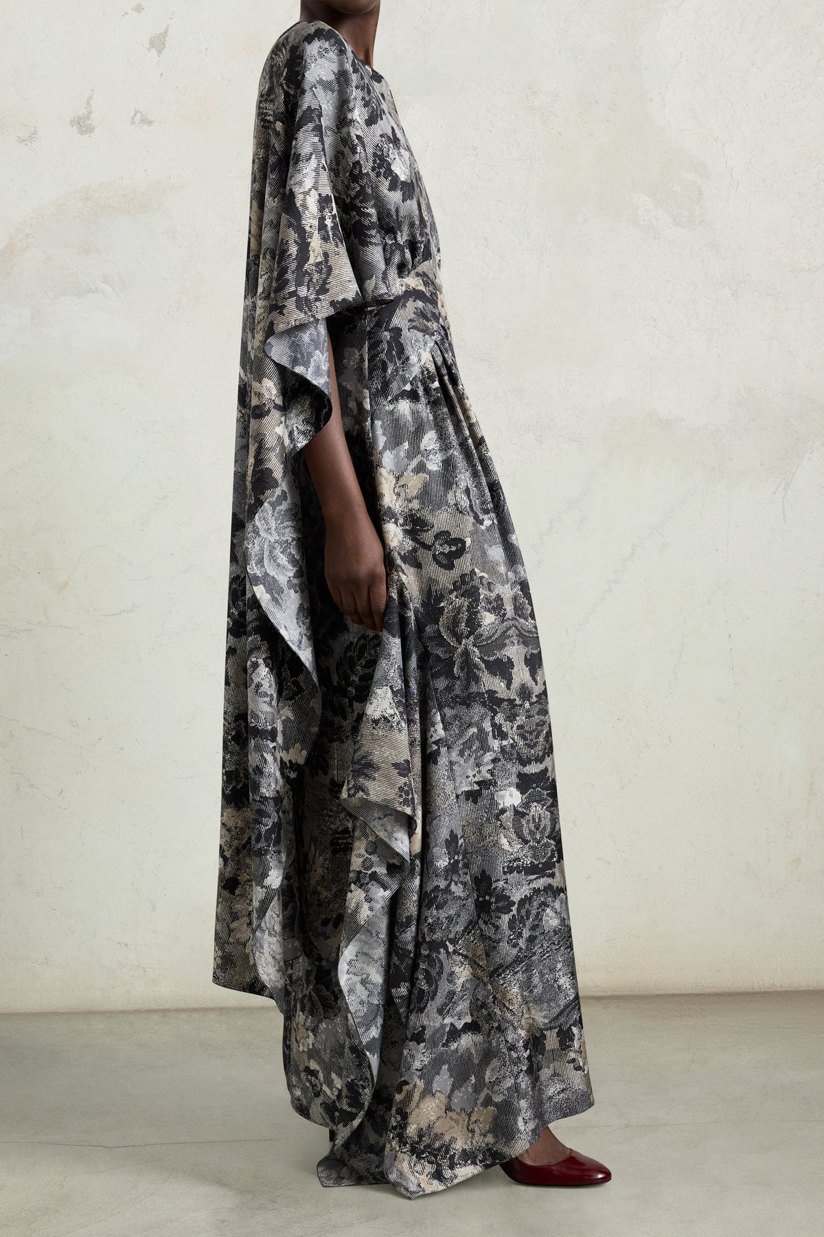 Floral Print Draped Maxi Dress