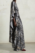 Floral Print Draped Maxi Dress