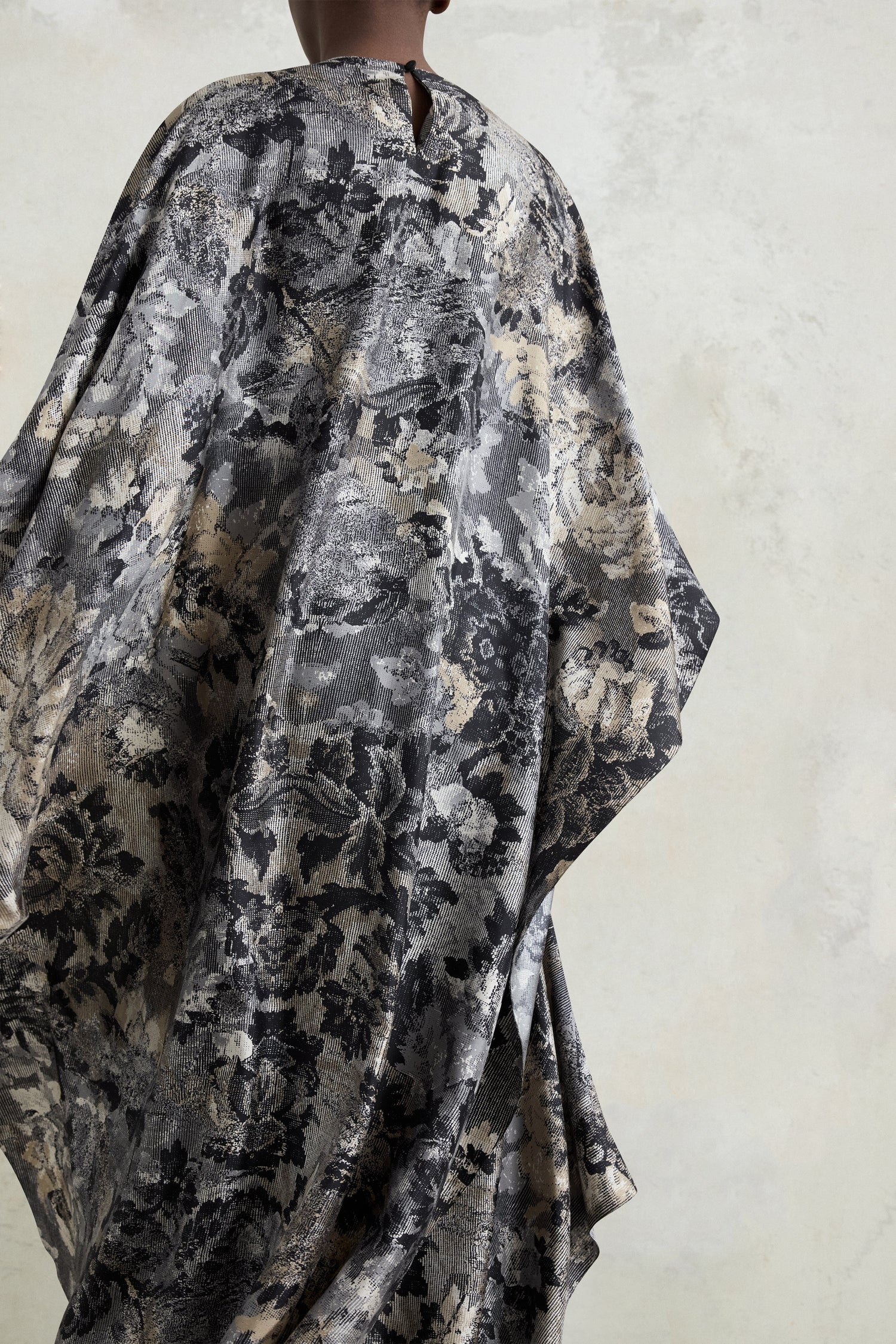 Floral Print Draped Maxi Dress