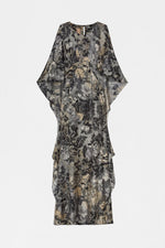 Floral Print Draped Maxi Dress