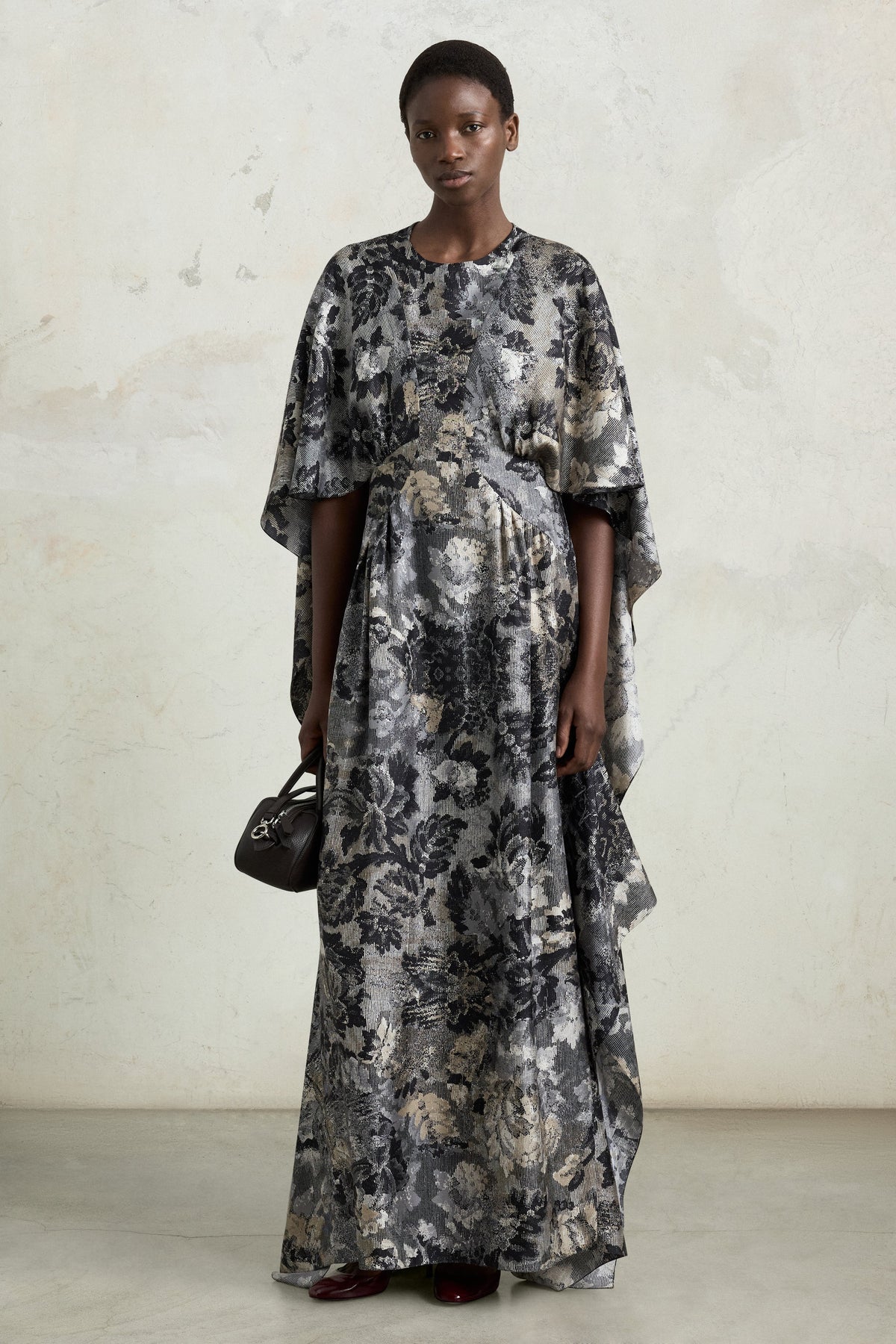 Floral Print Draped Maxi Dress