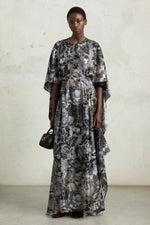 Floral Print Draped Maxi Dress