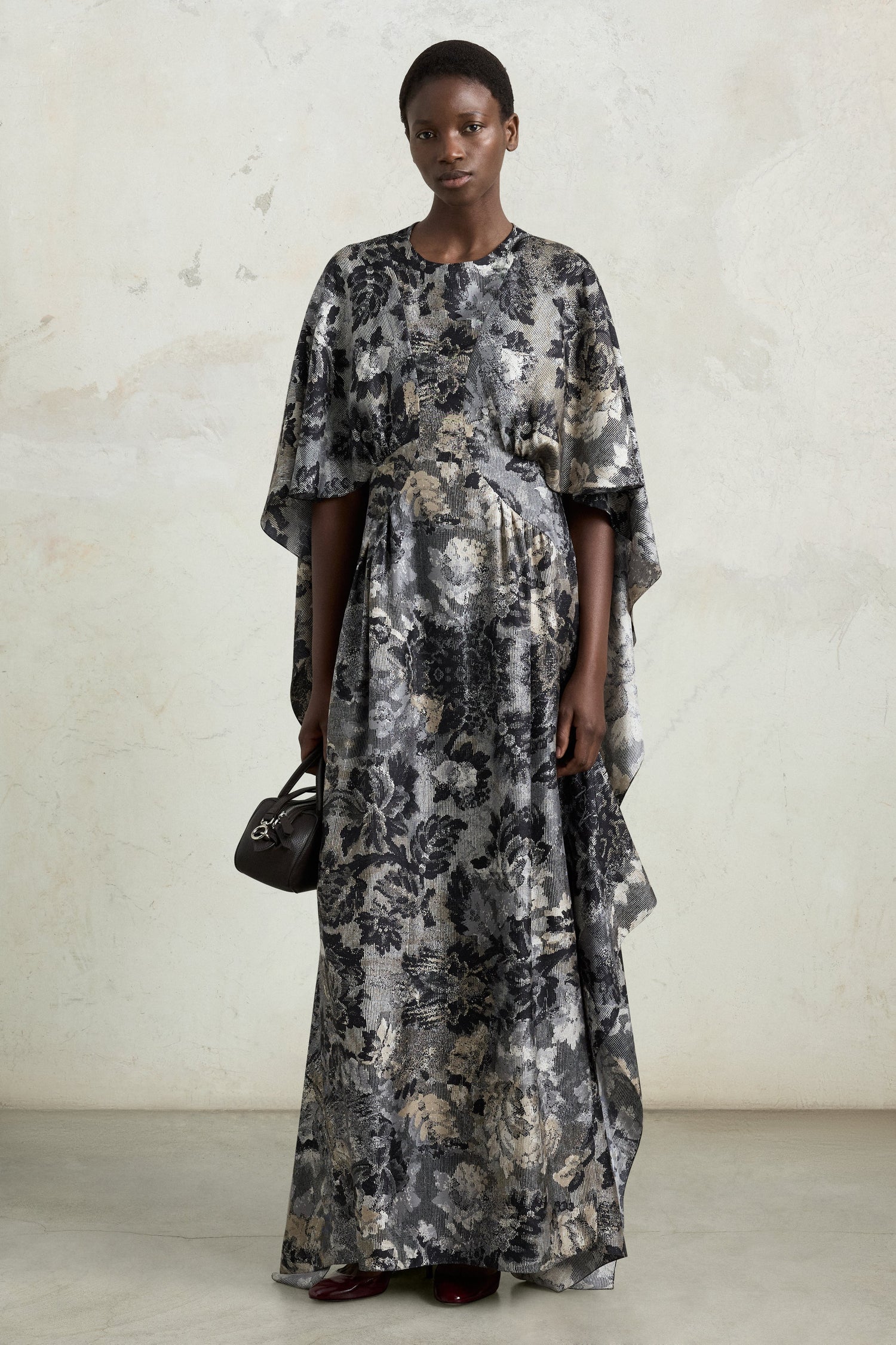 Floral Print Draped Maxi Dress
