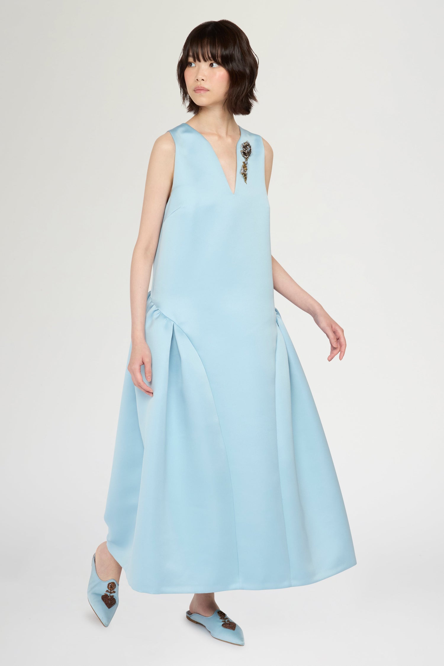 Flared Dress with Side Ruffles