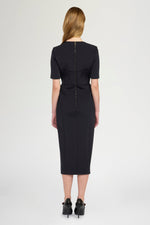 Midi Sheath Dress With Floral Embroidery