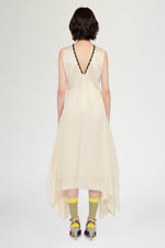 Ivory Embroidered Tulle Midi Dress