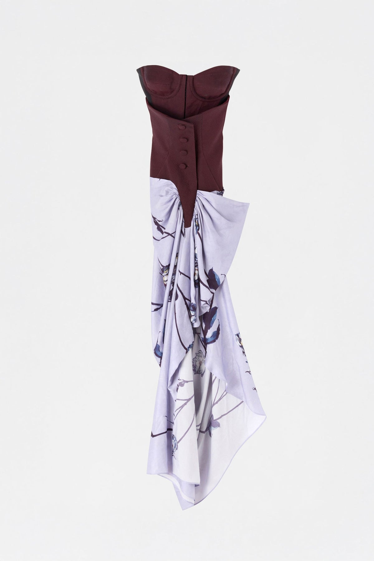 Lilac Rose Print Bustier Dress