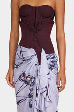Lilac Rose Print Bustier Dress
