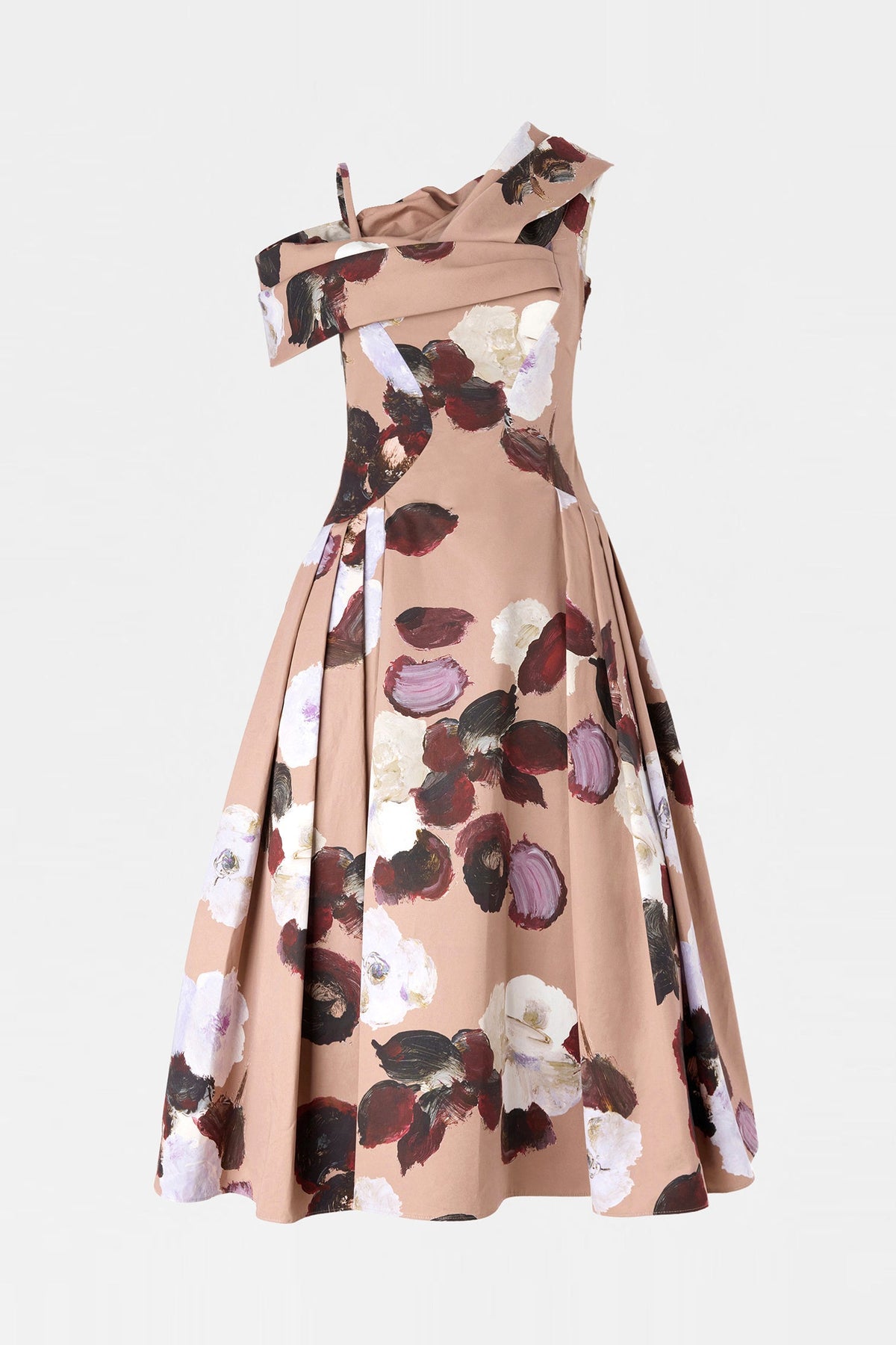 Painterly Floral Print Shawl Dress