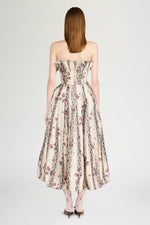 Floral Jacquard Bustier Dress
