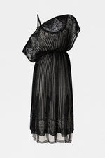 Black Openwork Knit Midi Dress