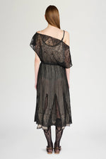Black Openwork Knit Midi Dress