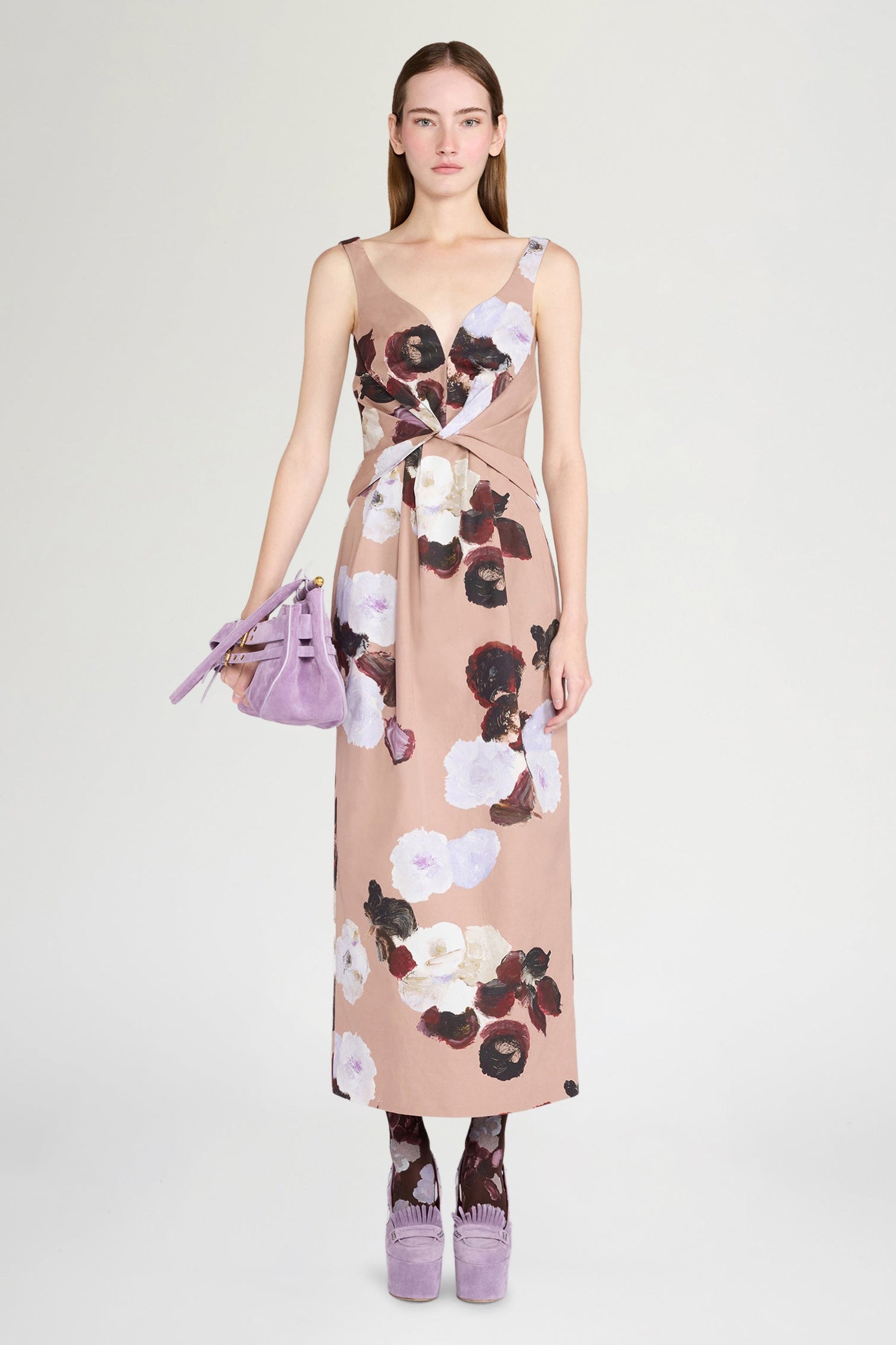 Blush Painted Floral Midi Dress
