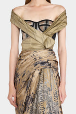 Gold Shawl Bustier Dress